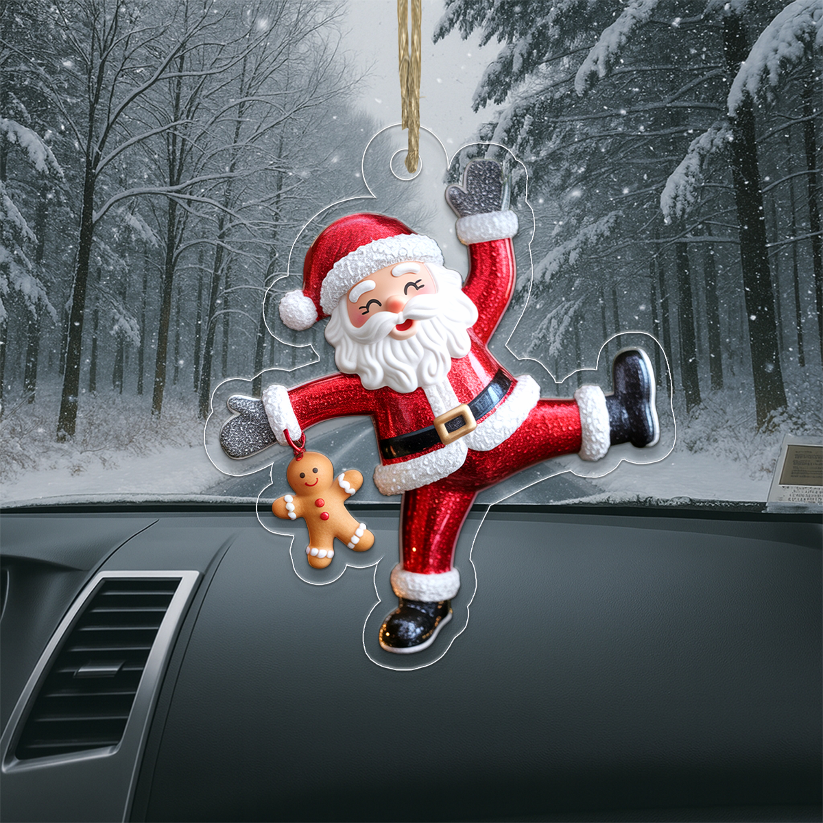 Personalized Santa Claus with Gingerbread Men Acrylic Ornament Christmas Gift