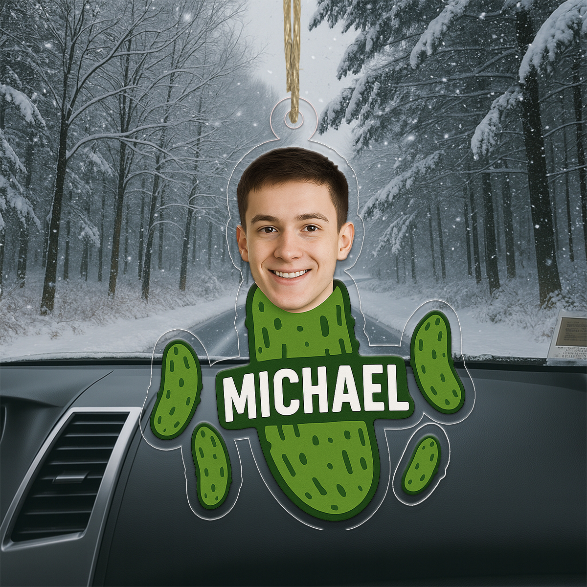 Custom Photo Funny Pickle Ornament, Personalized Gag Gift Christmas Ornament, Pickle Lover Ornament, Funny Holiday Decoration