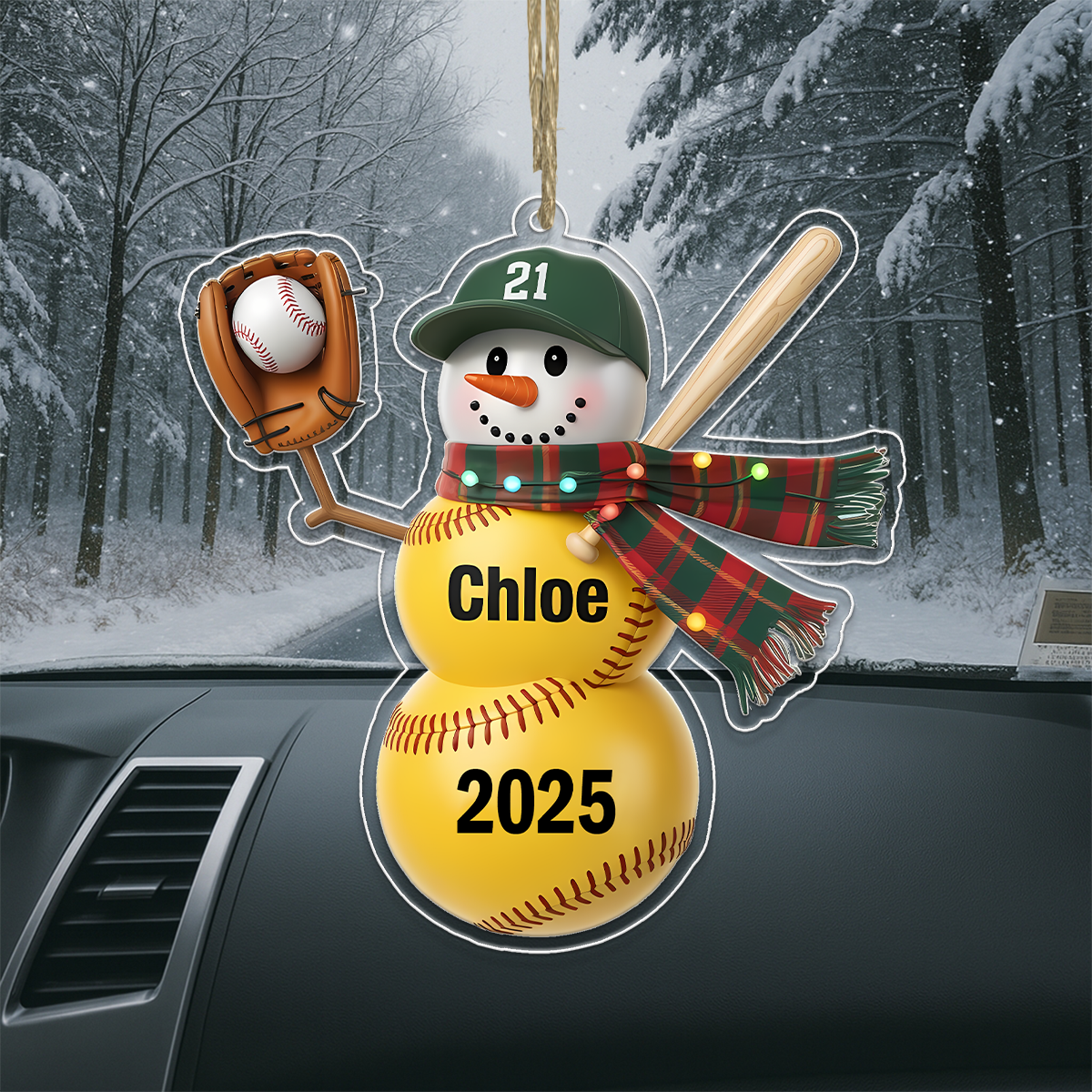 Personalized Softball Acrylic Ornament Christmas Gift