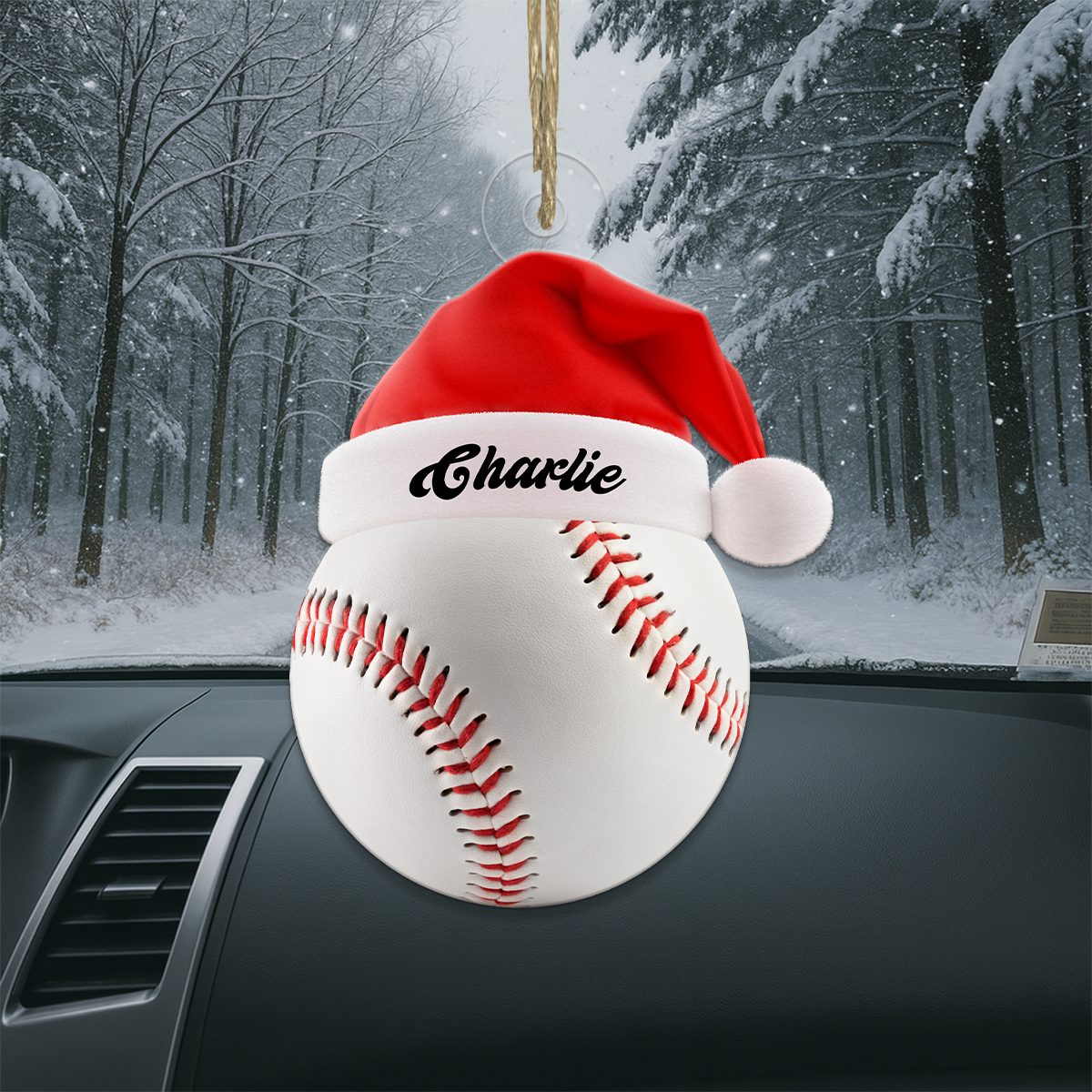 Custom Name Santa Baseball Acrylic Ornament Christmas Gift