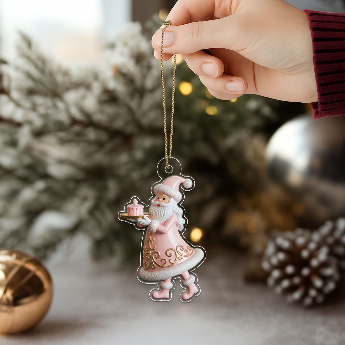 Custom Name Santa Claus Macaron Acrylic Ornament Christmas Gift