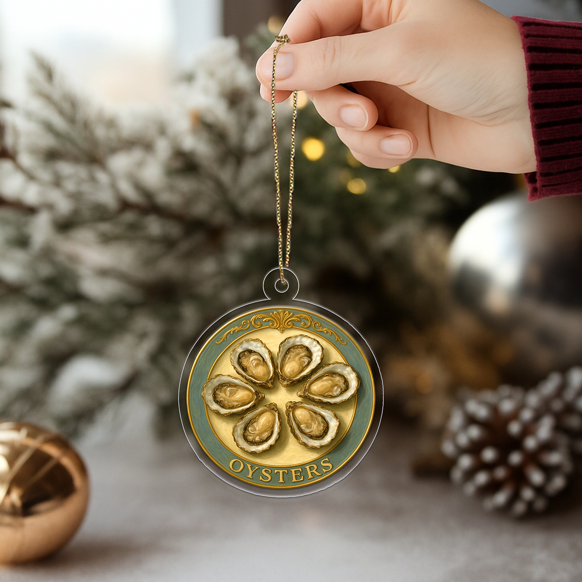 Personalized Funny Oyster Ornament, Gag Christmas Ornament, Seafood Lover Gift, Unique Holiday Decoration, Fun Keepsake for Foodies