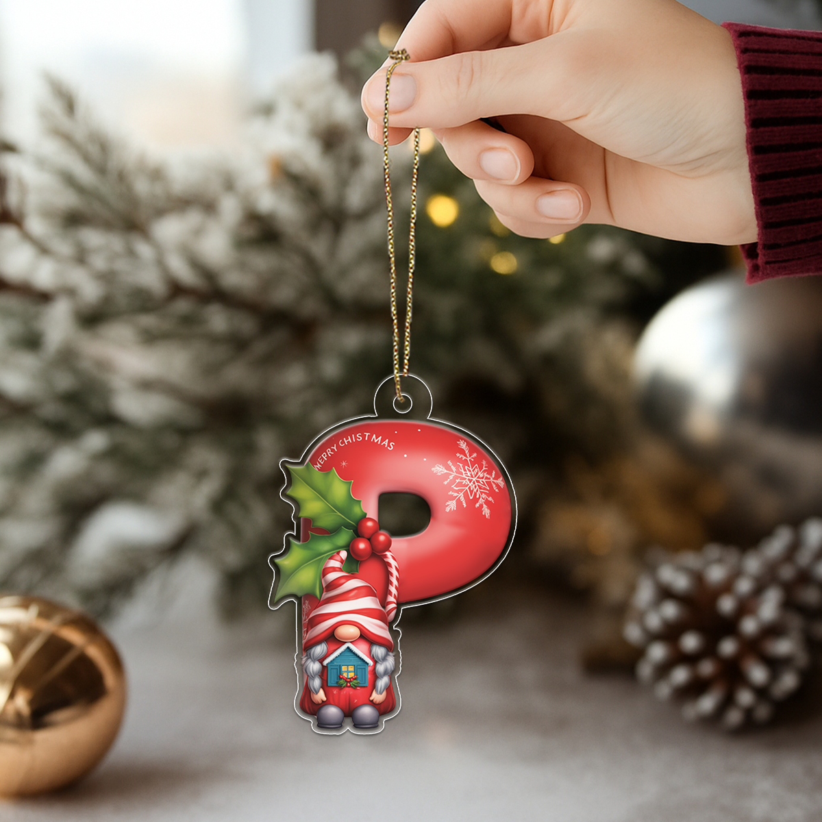 Ornament Christmas Initial Letter P Acrylic Ornament Christmas Gift