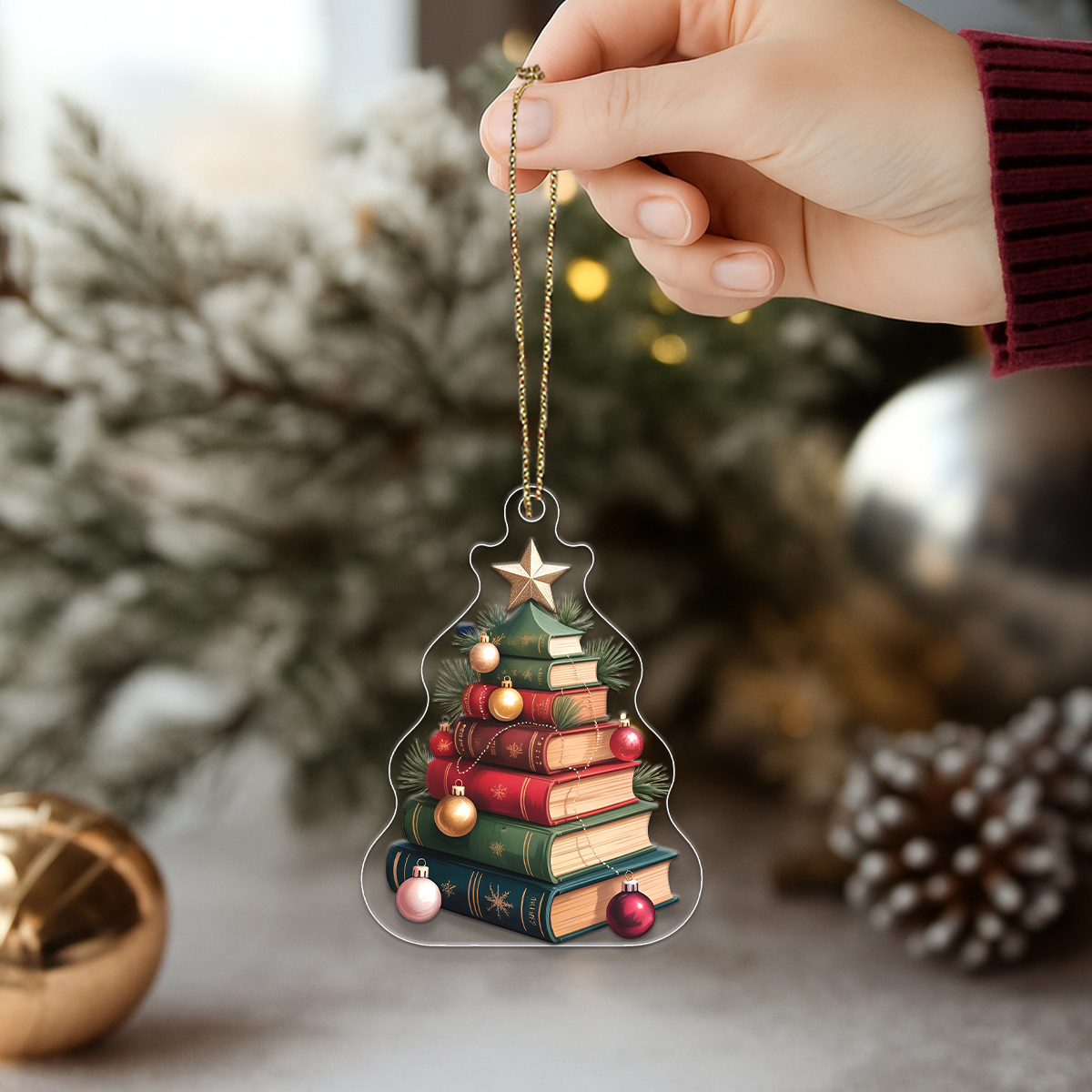 Custom Name Christmas Book Tree Ornament Acrylic Ornament Christmas Gift