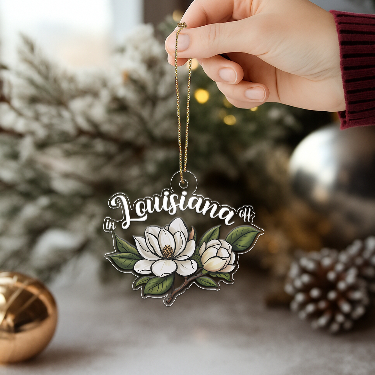 Louisiana Magno Flower Acrylic Ornament Christmas Gift