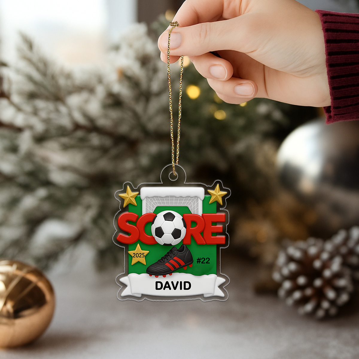 Custom Name Soccer Player 2025 Acrylic Ornament Christmas Gift
