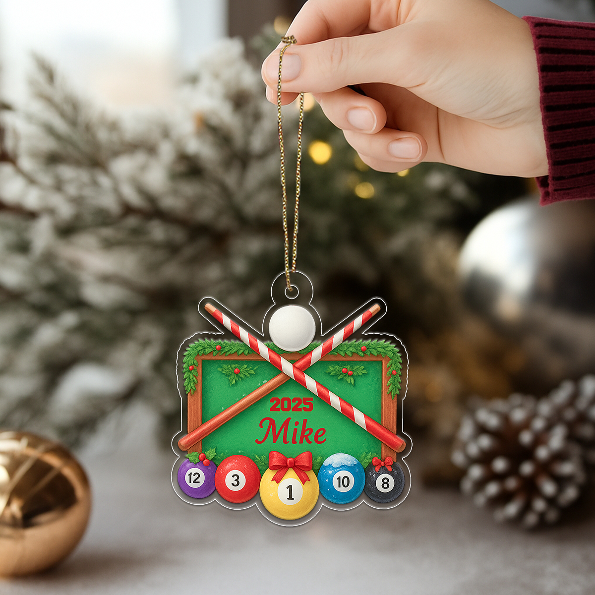 Custom Name Billiard Merry Christmas