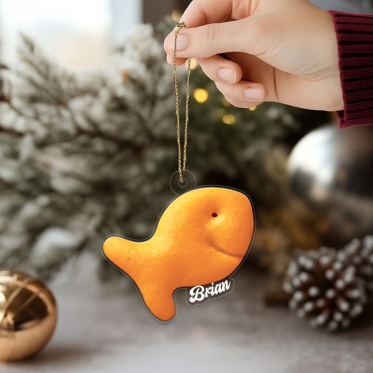 Fish Cracker Food Lover Acrylic Ornament Christmas Gift
