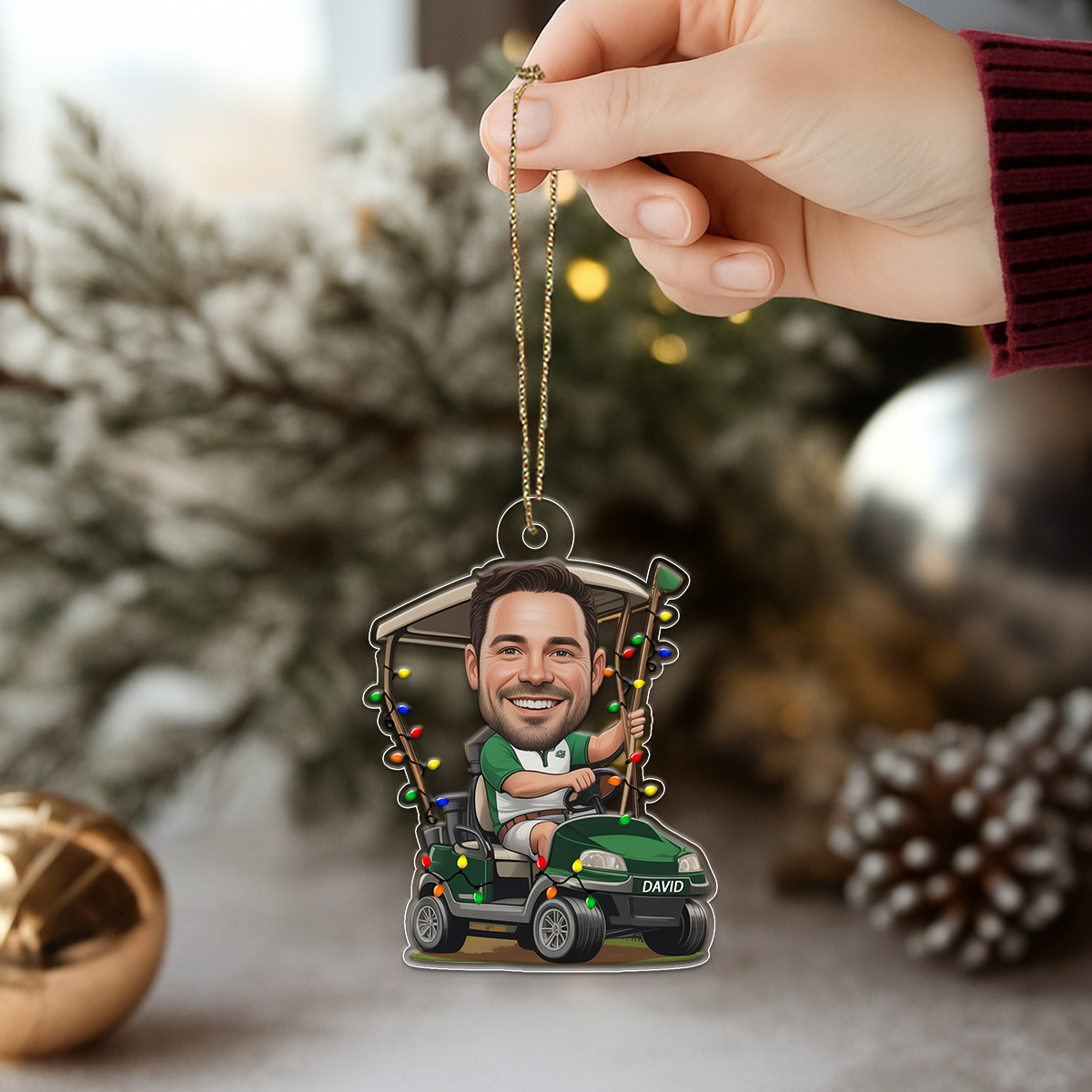Custom Photo Golf Player Acrylic Ornament Christmas Gift