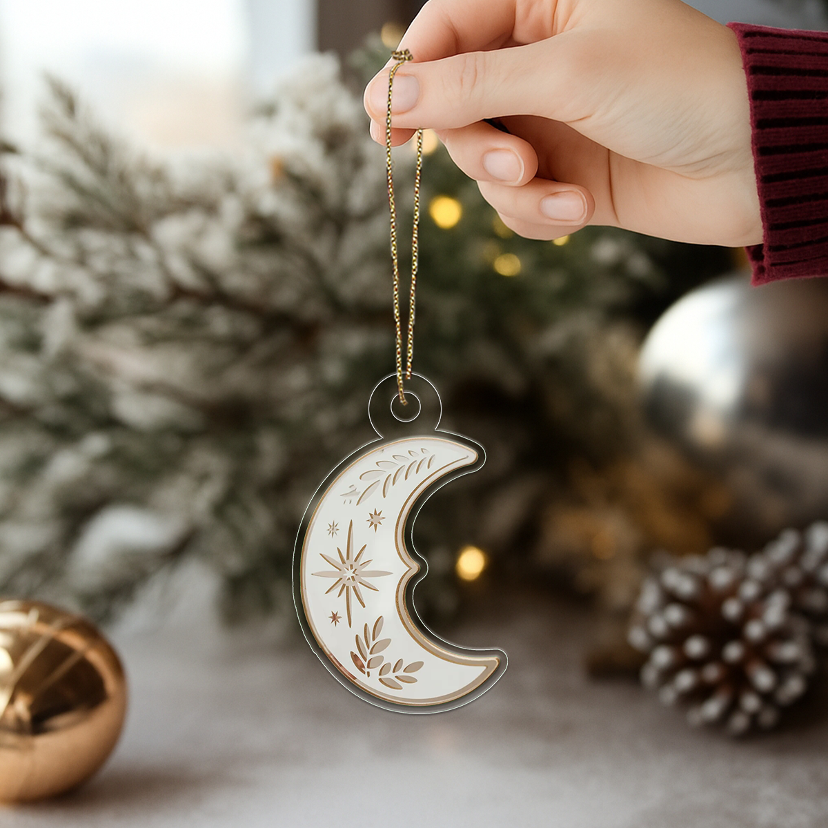 Moon acrylic ornament