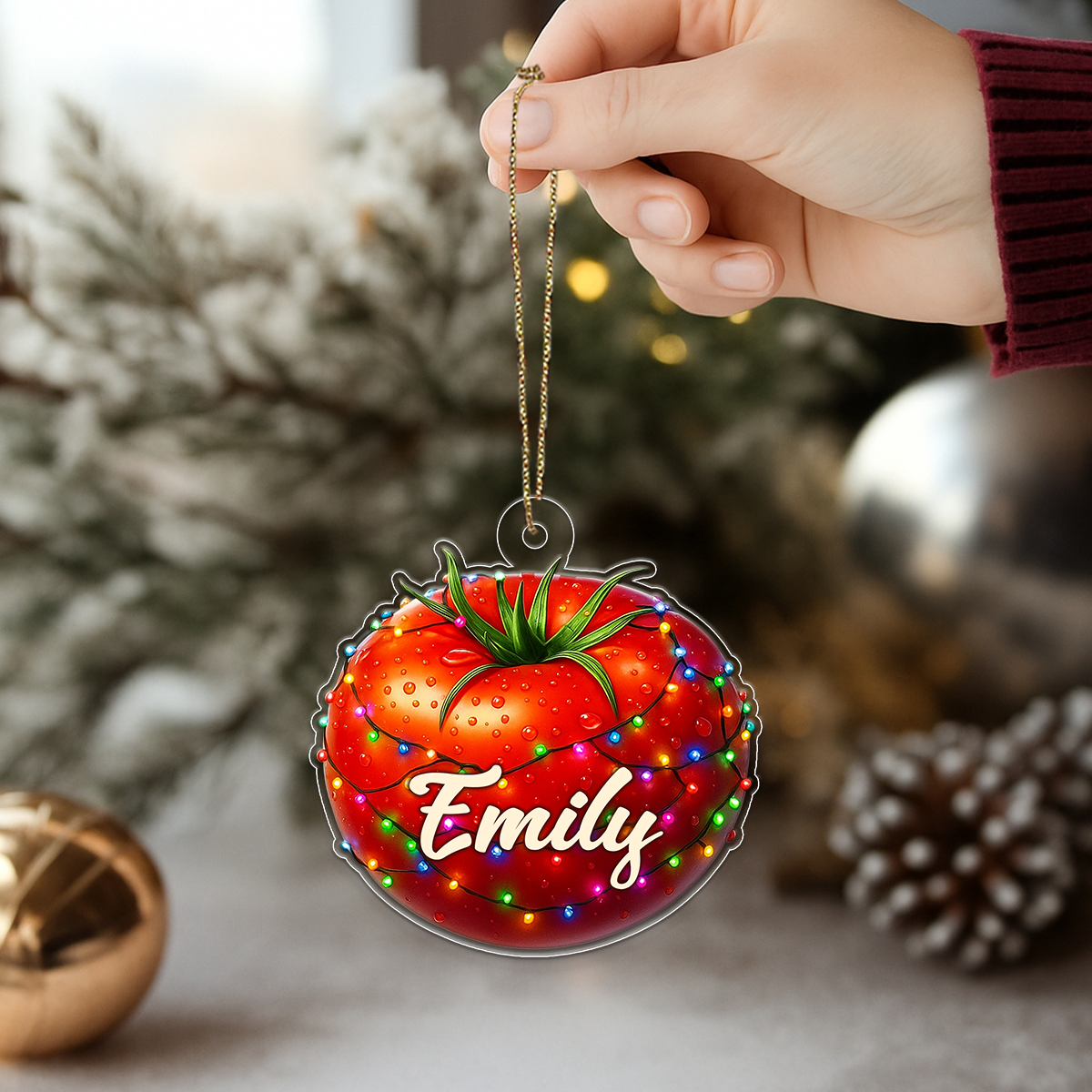 Custom Name Tomato Xmas Acrylic Ornament Christmas Gift