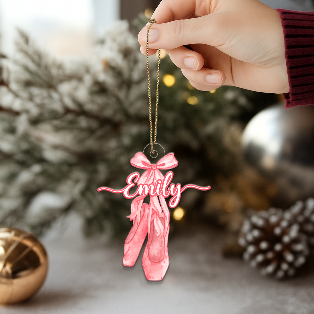 Custom Name Ballet Shoes Christmas Acrylic Ornament Christmas Gift