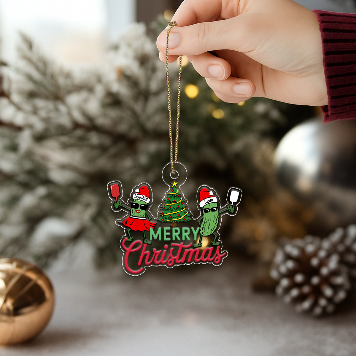 Personalized Pickleball Couple Xmas Acrylic Ornament Christmas Gift