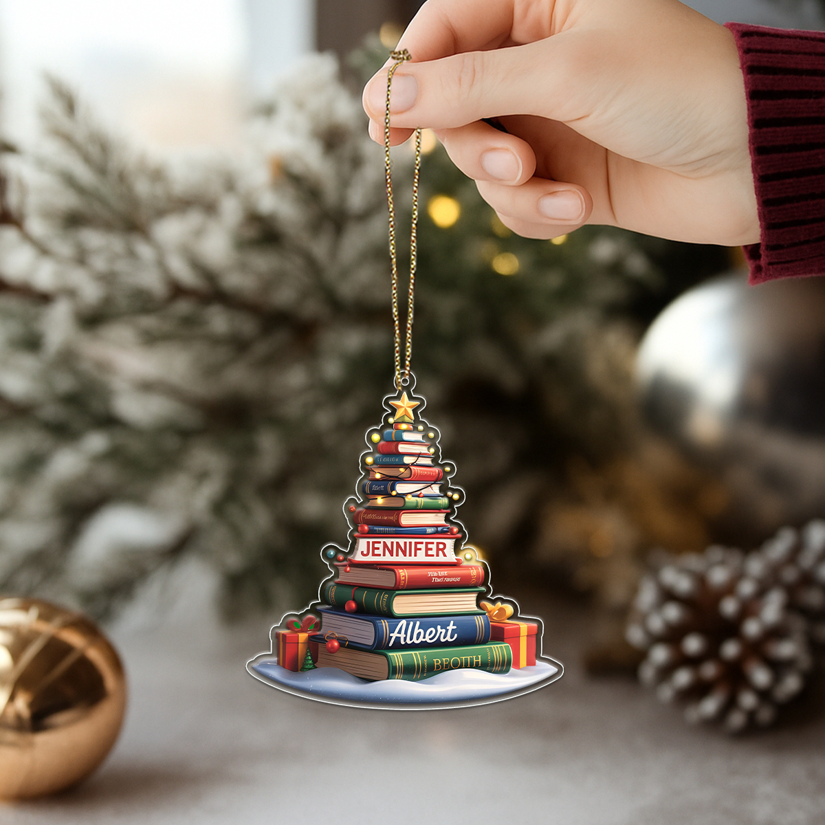 Custom Name Book Christmas Tree Acrylic Ornament Christmas Gift