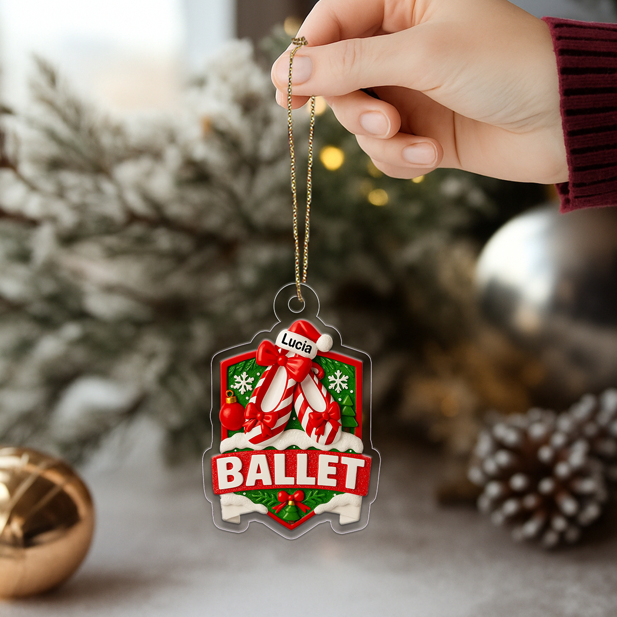 Custom Name Ballet Shoes Acrylic Ornament Christmas Gift