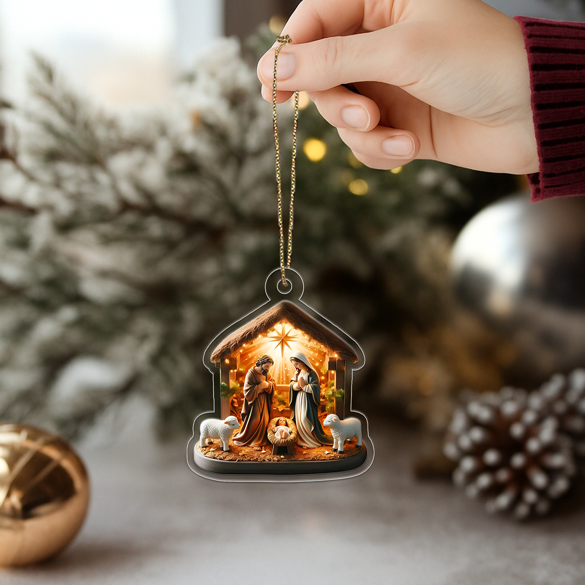Custom Name Jesus Xmas Acrylic Ornament Christmas Gift