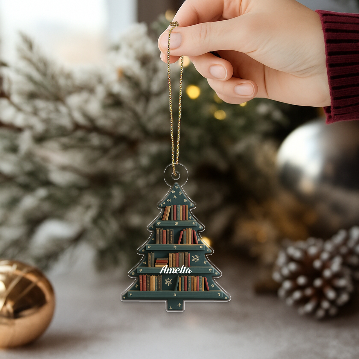 Custom Name Book Xmas For Reader Acrylic Ornament Christmas Gift
