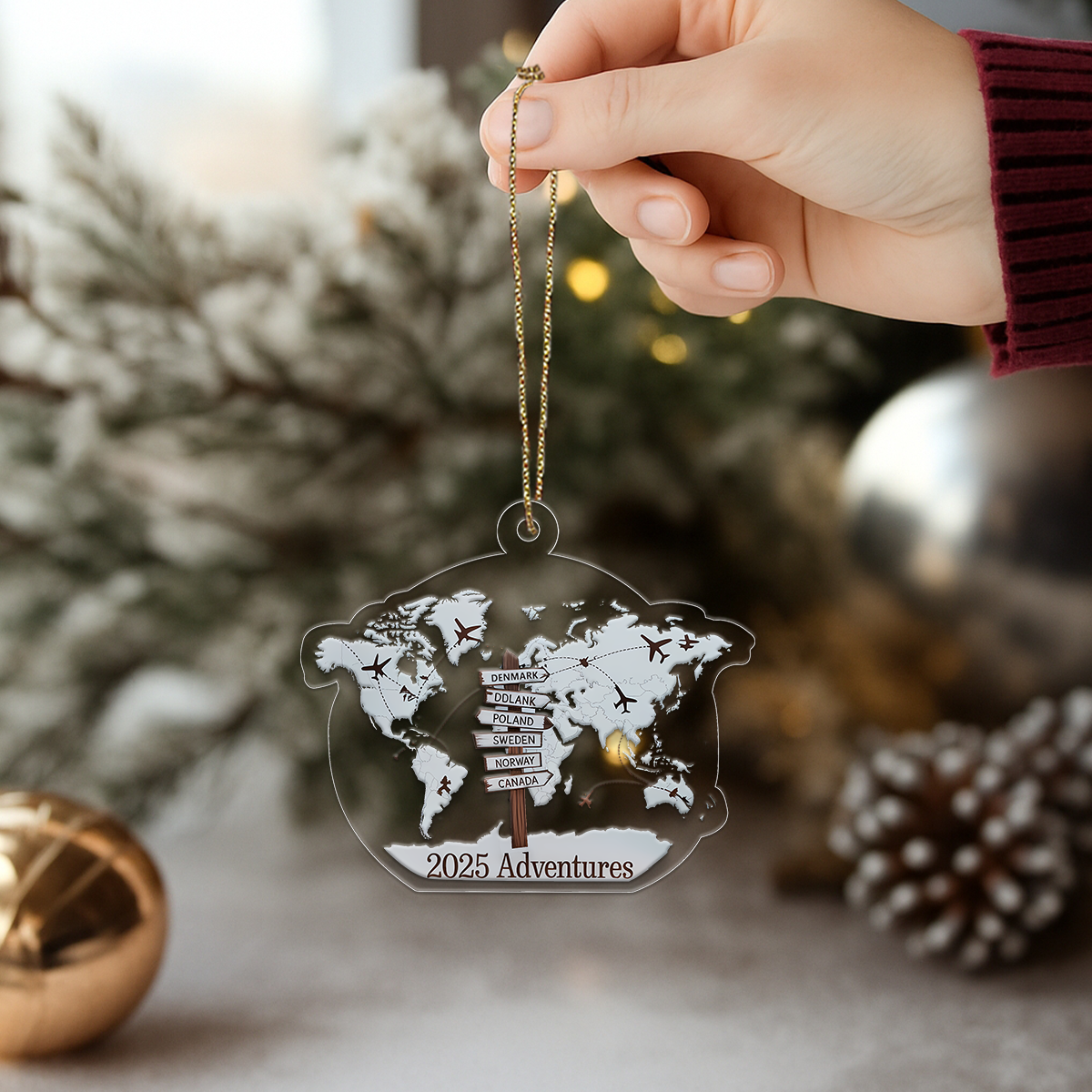 Personalized Travel Adventure Gift Acrylic Ornament Christmas Gift