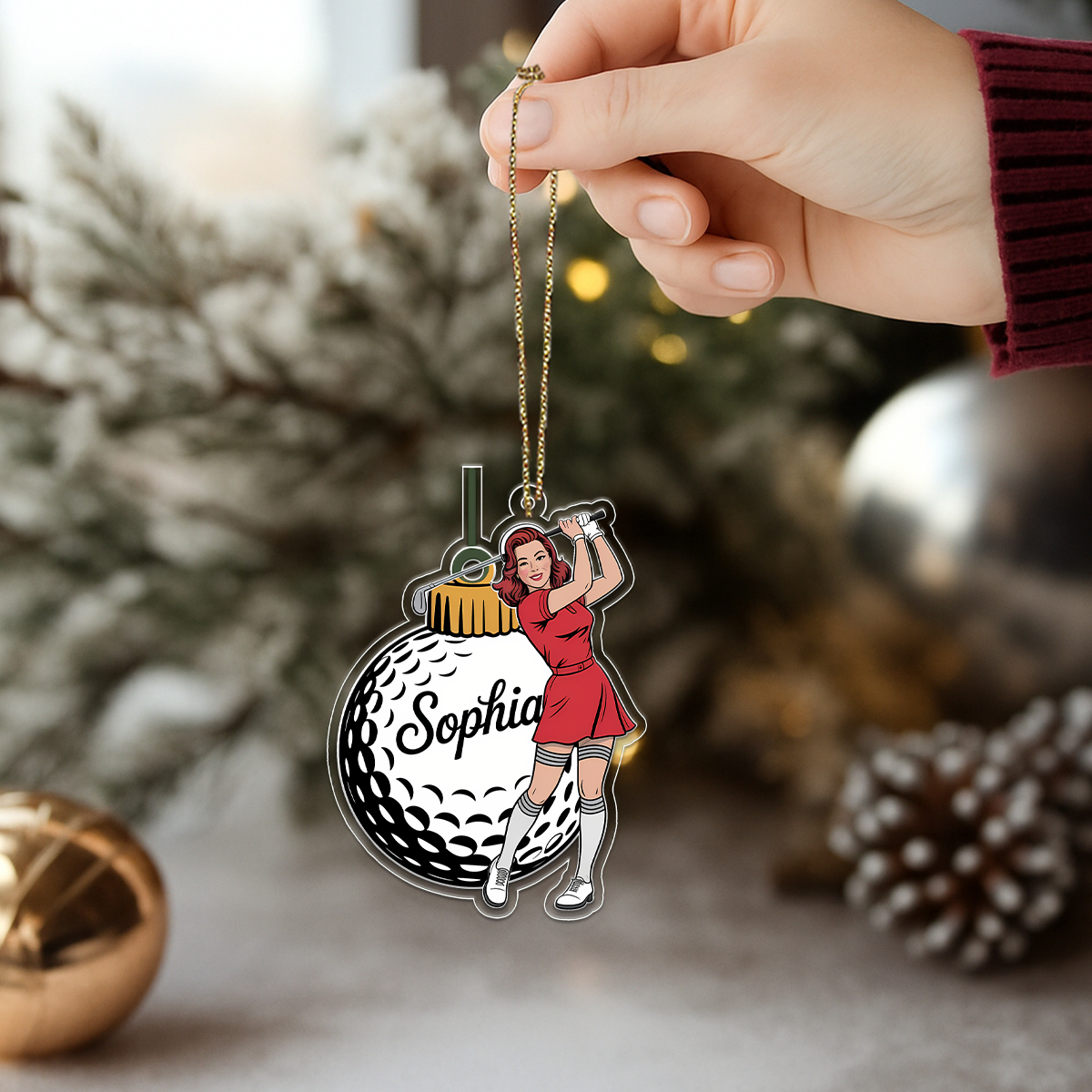Personalized I Just Want To Play Golf Acrylic Ornament Christmas Gift
