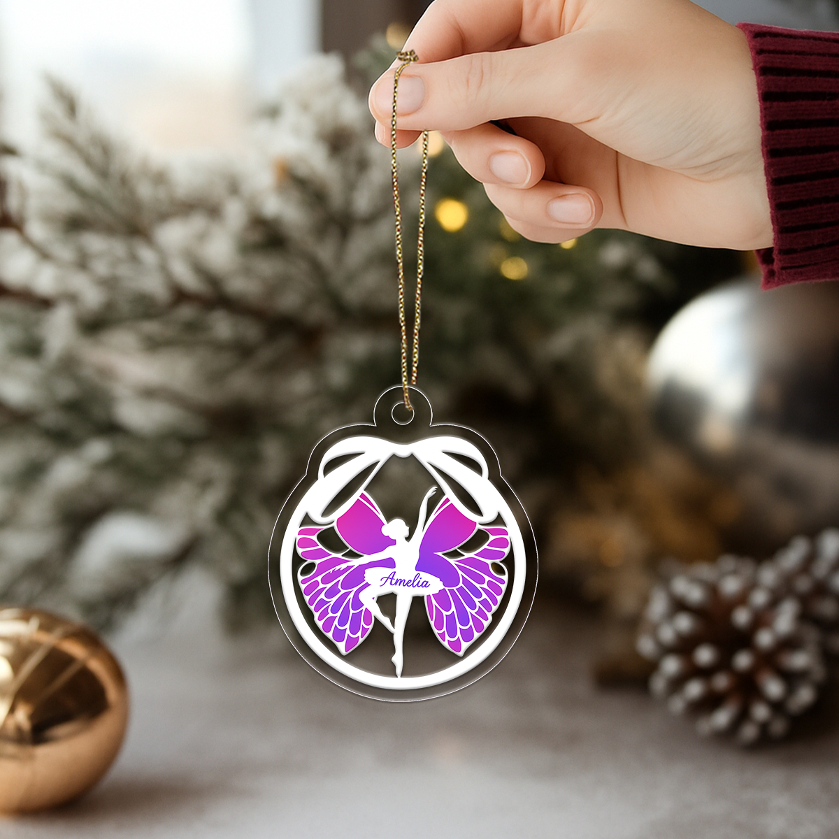 Custom Name Ballet Girl Xmas Acrylic Ornament Christmas Gift