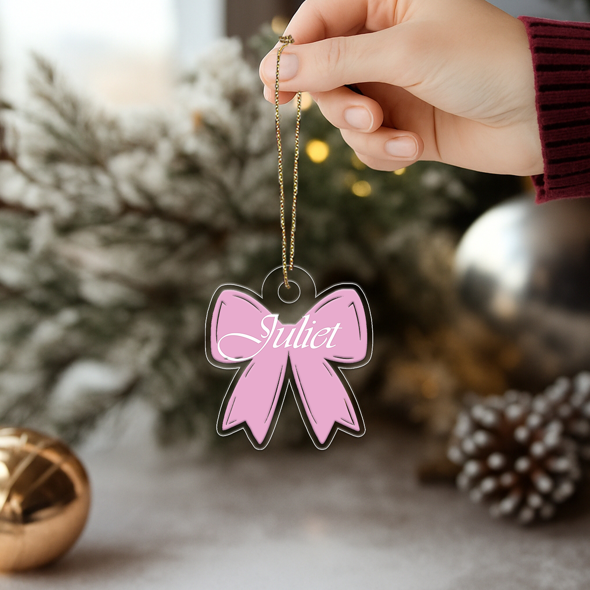 Custom Name Pink Bow