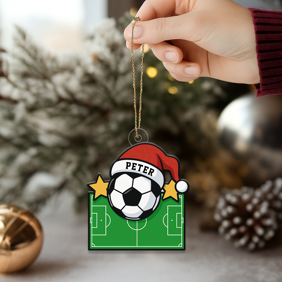 Custom Name Soccer Field Acrylic Ornament Christmas Gift