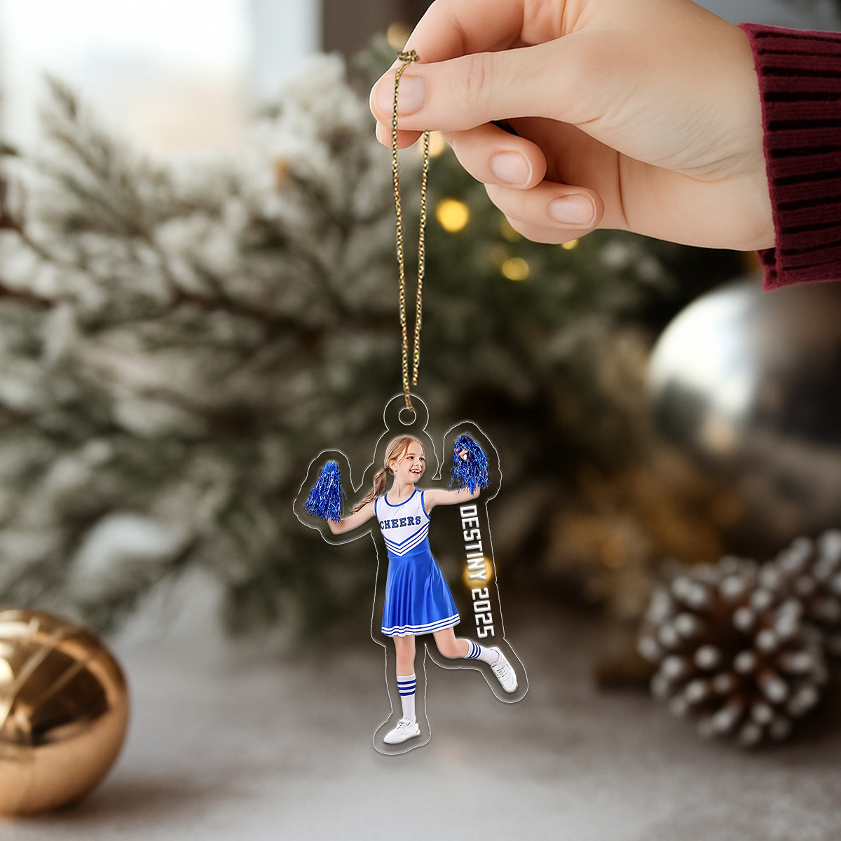 Custom Photo Cheerleader Girl Acrylic Ornament Christmas Gift