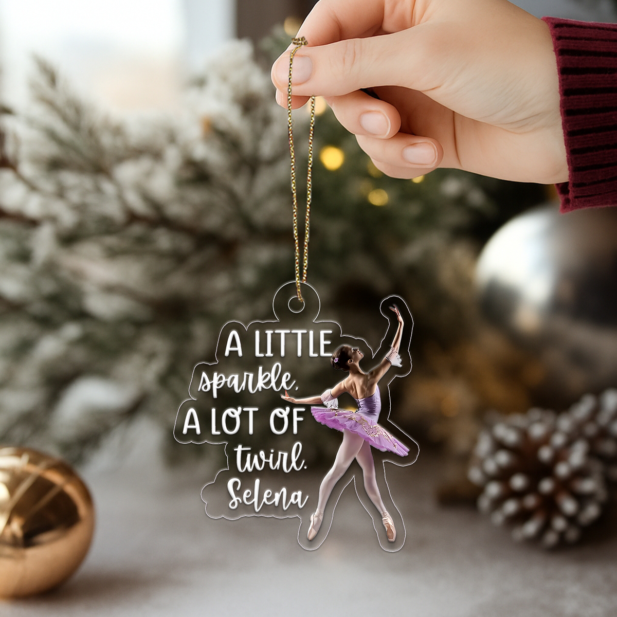 Custom Name Ballet Girl Acrylic Ornament Christmas Gift