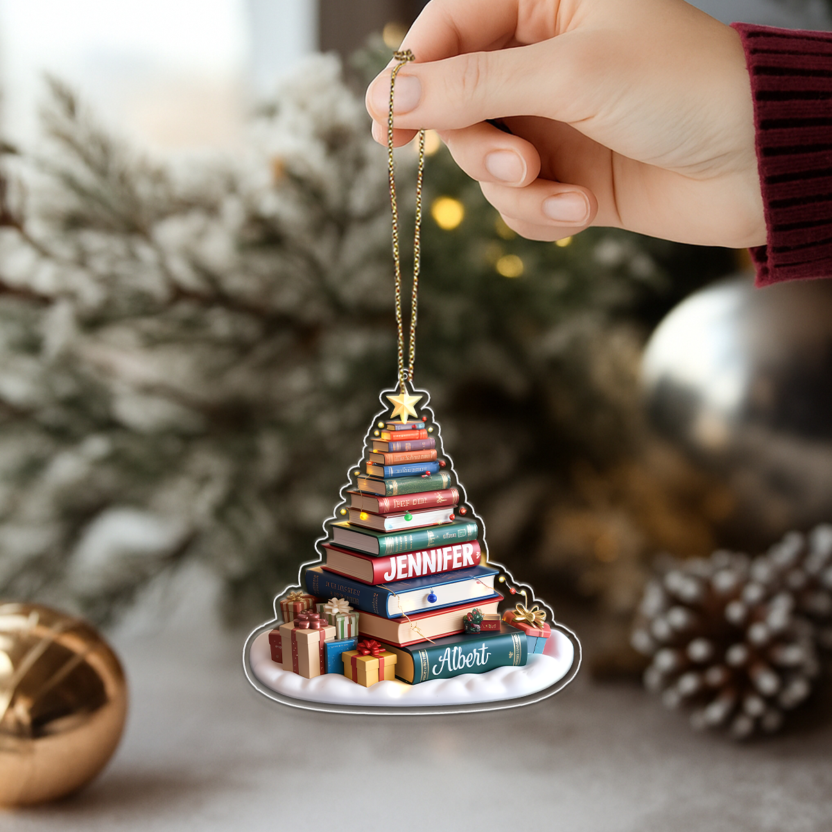 Personalized Christmas Book Tree Acrylic Ornament Christmas Gift
