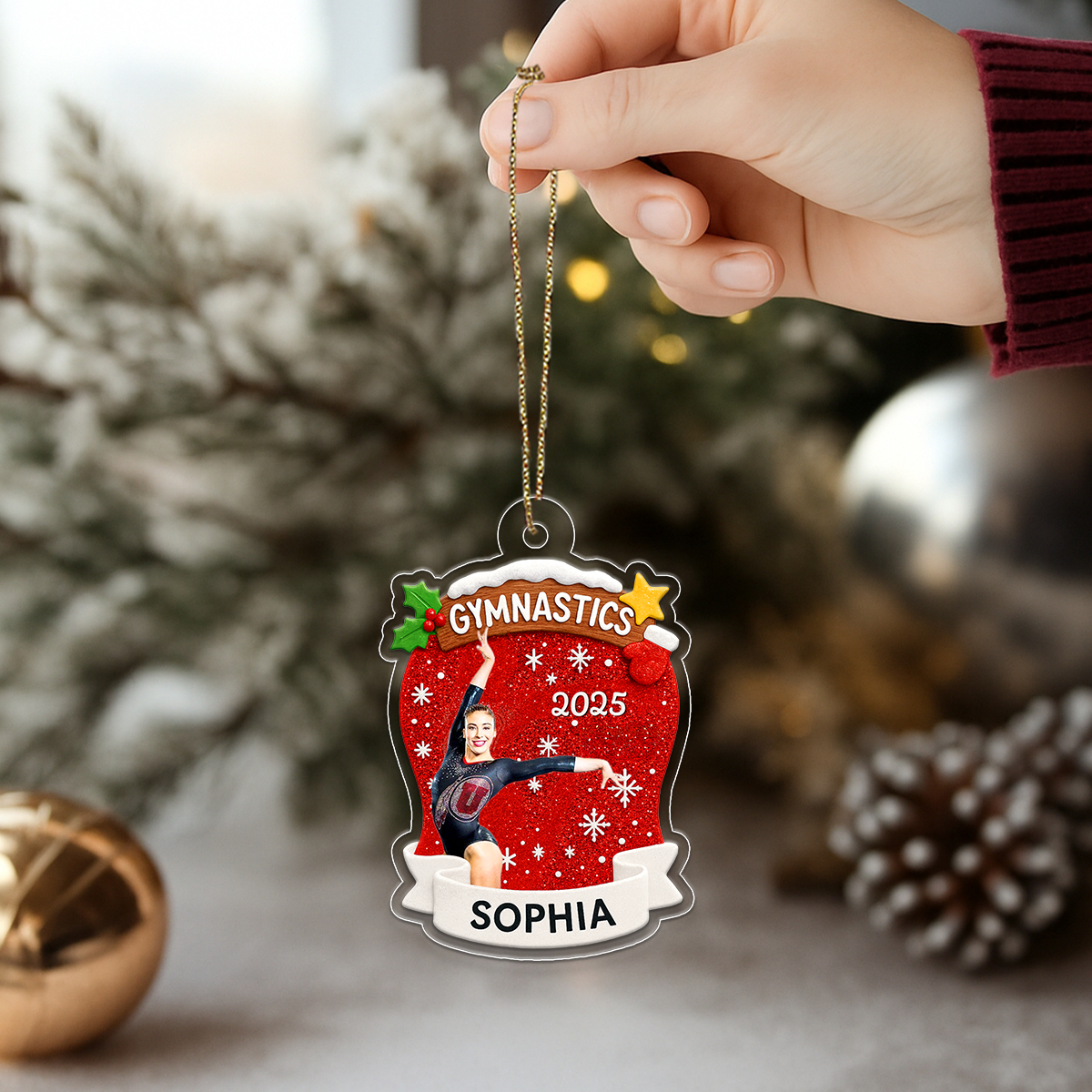 Custom Photo Gymastics Girl Acrylic Ornament Christmas Gift