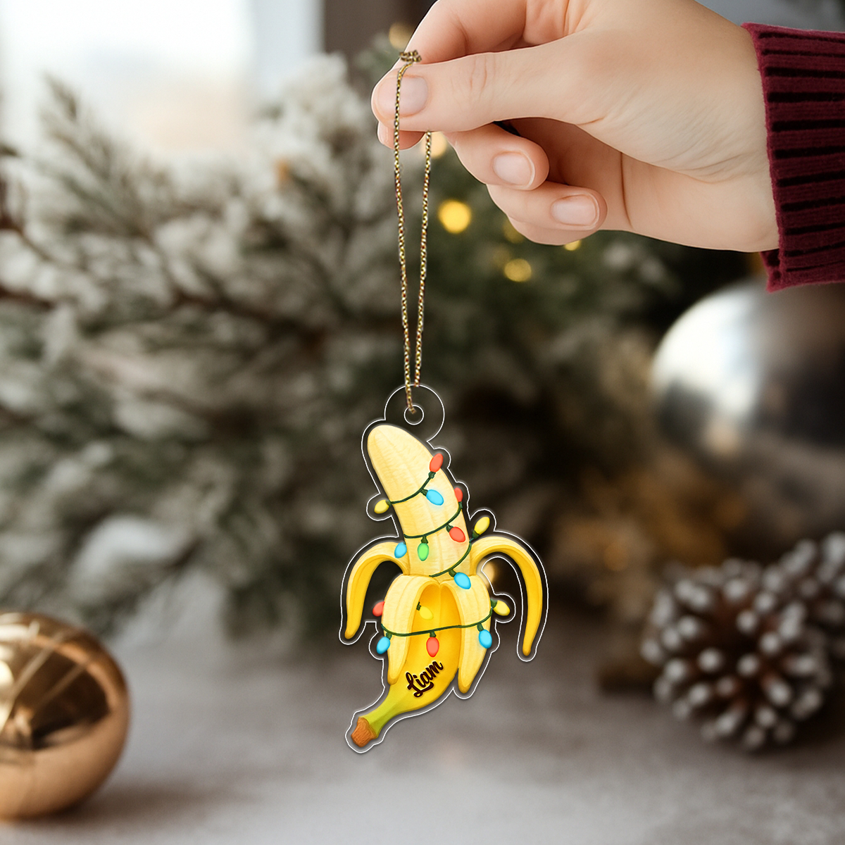 Custom Name Banana Xmas Acrylic Ornament Christmas Gift