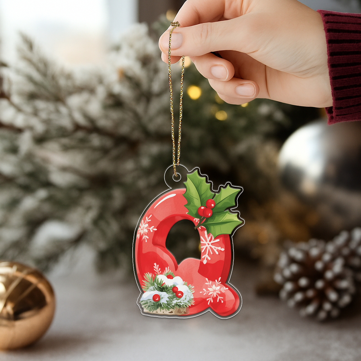 Ornament Christmas Initial Letter Q Acrylic Ornament Christmas Gift