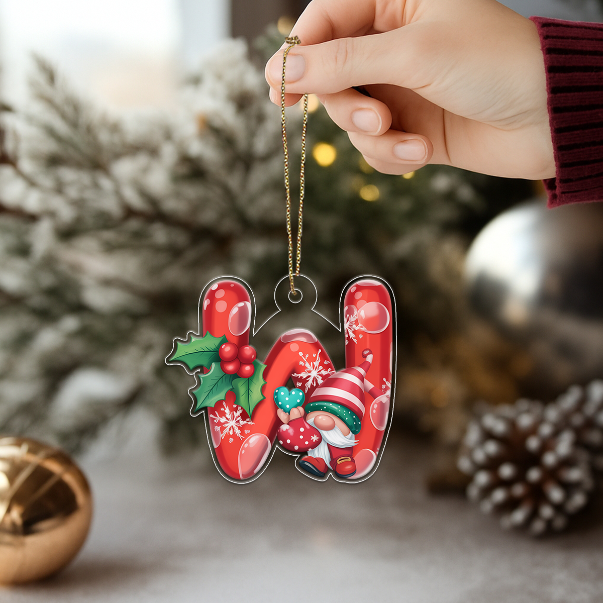 Christmas Initial Letter W Acrylic Ornament Christmas Gift