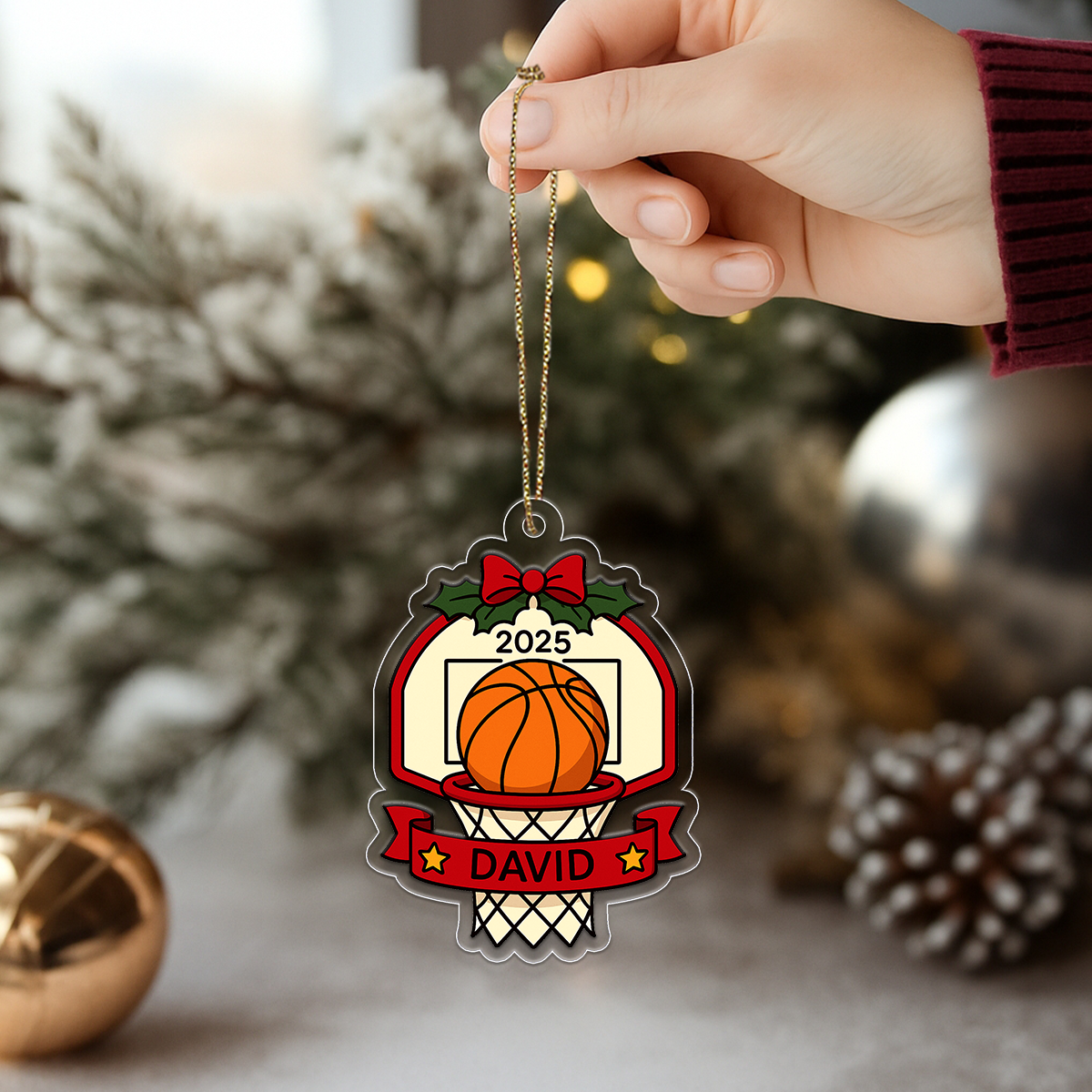 Custom Name Basketball Basket Christmas Acrylic Ornament Christmas Gift
