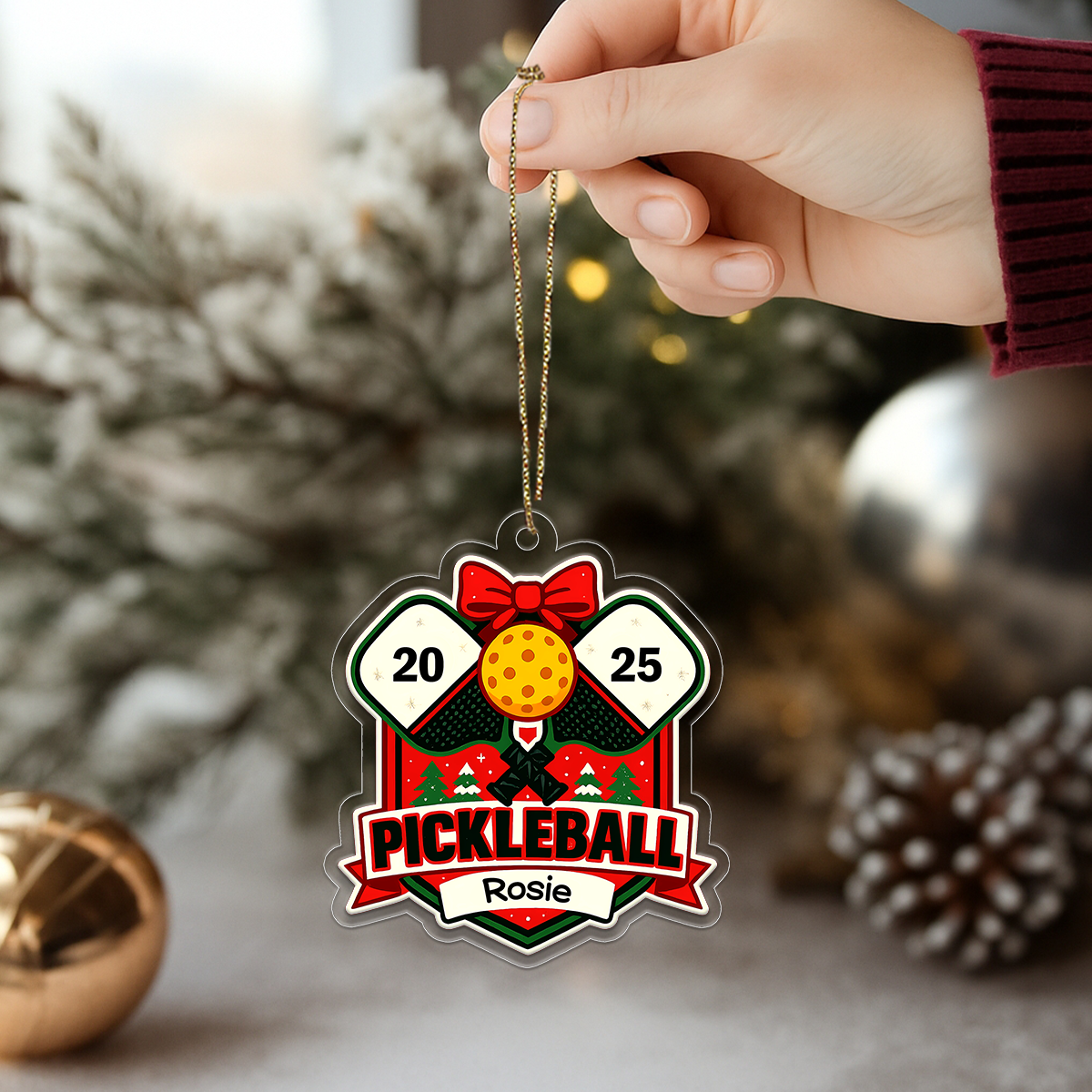 Custom Name Pickleball Player Xmas Acrylic Ornament Christmas Gift