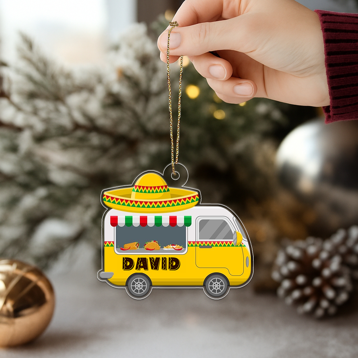 Custom Name Tacos Mexican Food Acrylic Ornament Christmas Gift