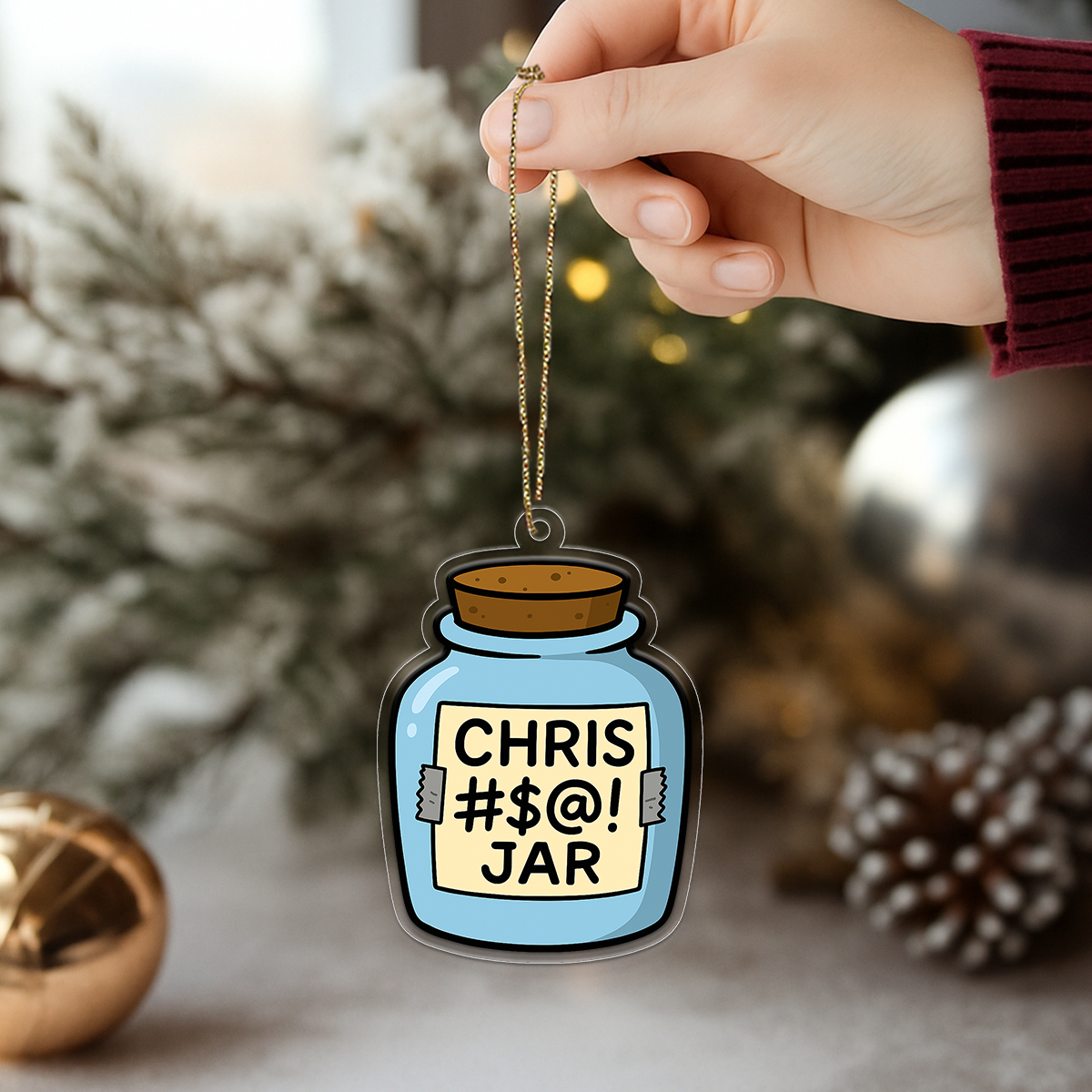 Personalized Funny Swear Jar Acrylic Ornament, Custom Money Jar Christmas Ornament, Adult Humor Gag Gift, Funny Decoration, Holiday Keepsake