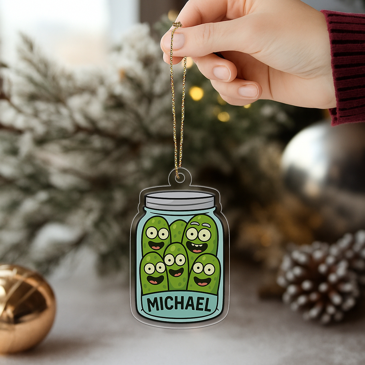 Personalized Funny Pickle Ornament, Custom Christmas Ornament, Pickle Lover Gift, Funny Holiday Decoration, Gift for Friends
