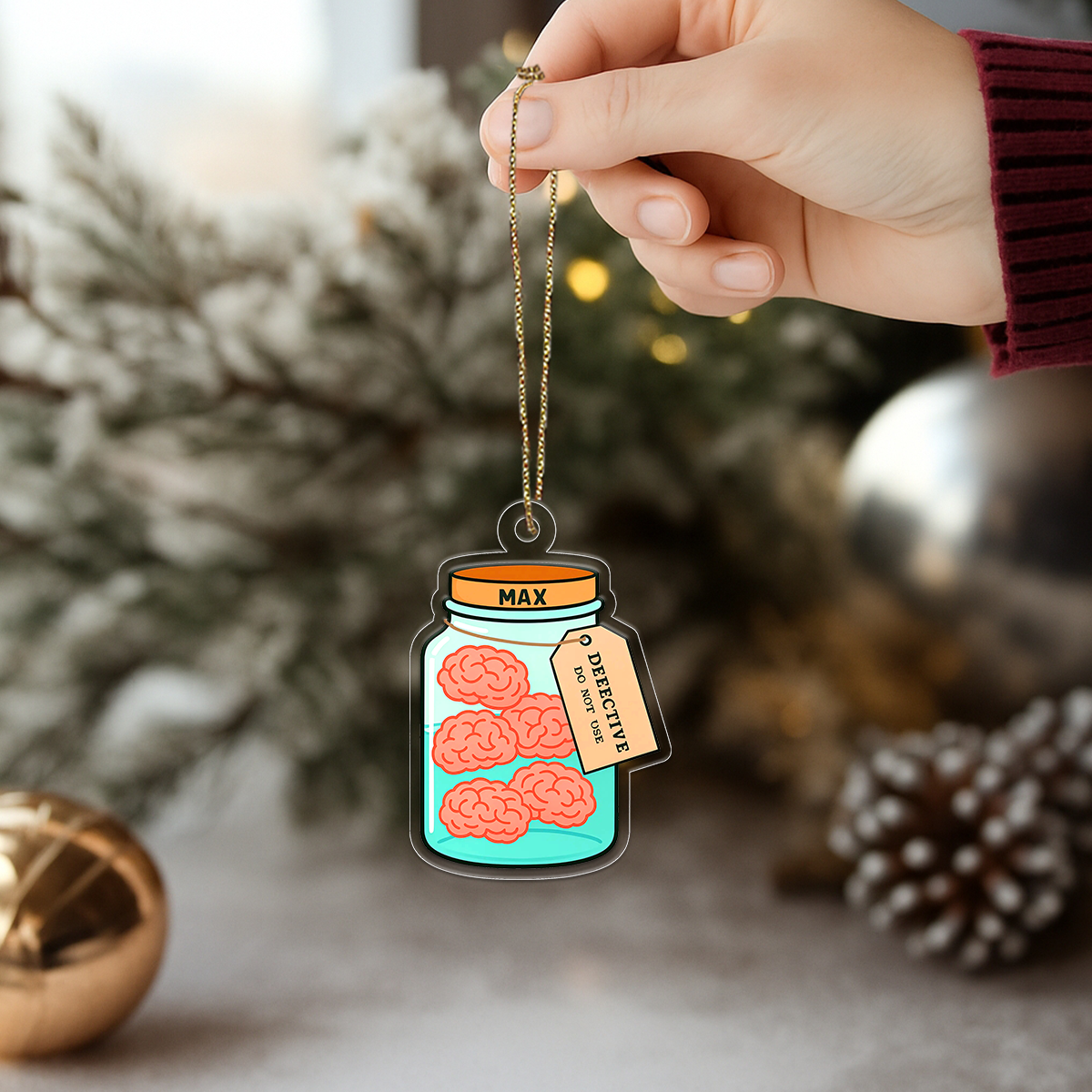 Custom Brain Jar Ornament, Personalized Medical Humor Christmas Ornament, Funny Science Gift, Holiday Keepsake, Brain Gift