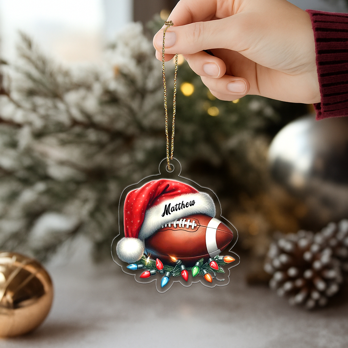 Custom Name Baseball Santa Acrylic Ornament Christmas Gift