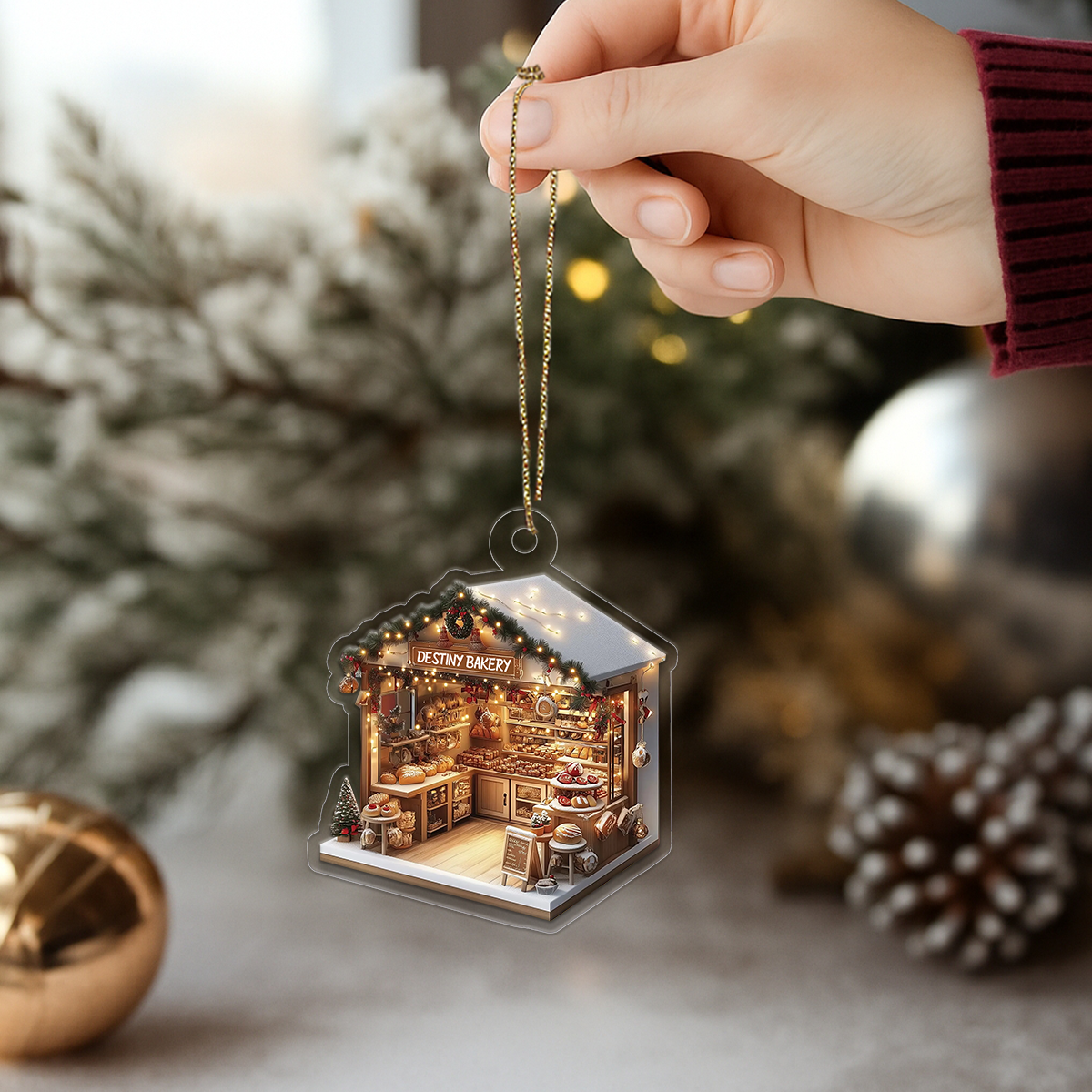 Custom Name Bakery Merry Christmas Acrylic Ornament Christmas Gift