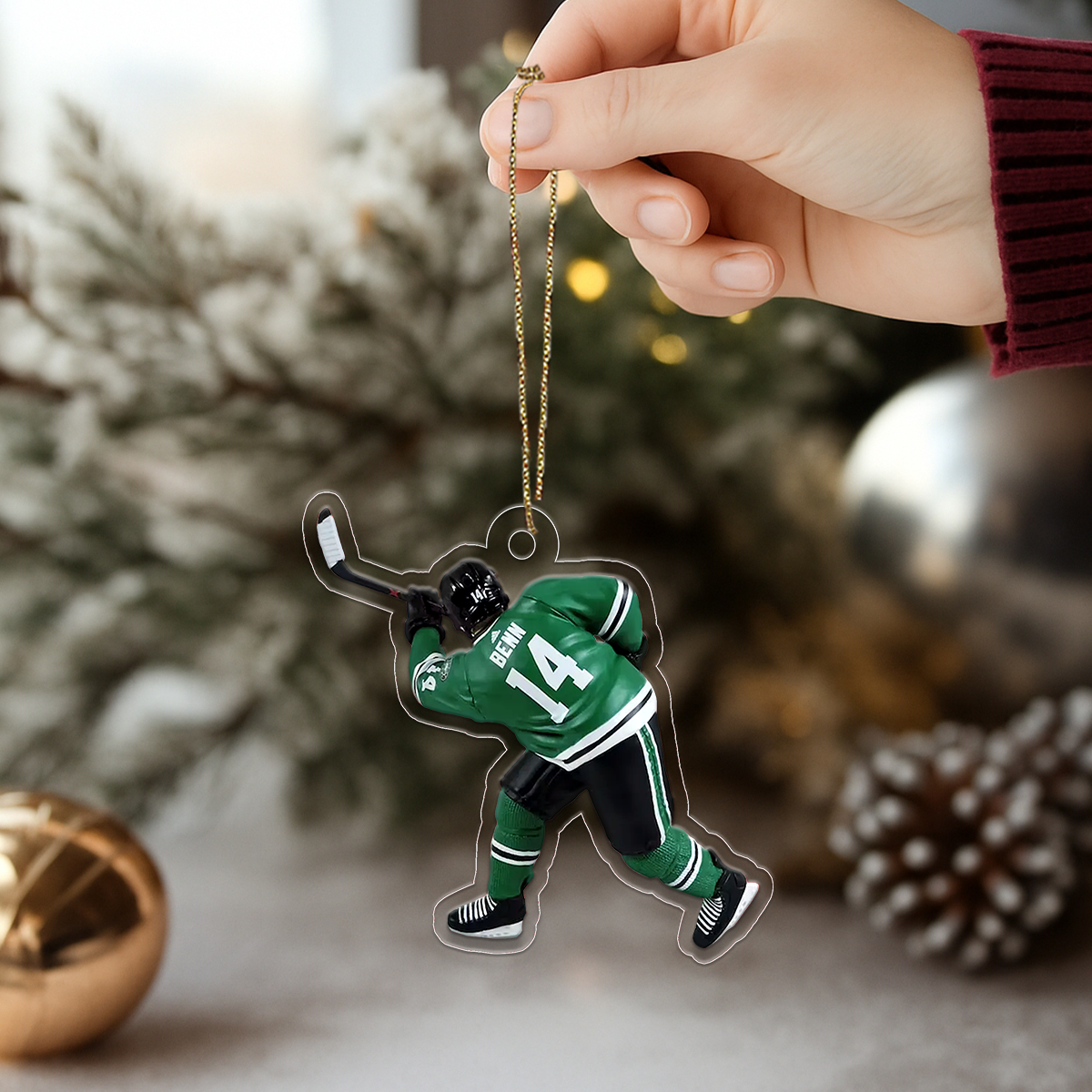 Custom Photo Hockey Player Acrylic Ornament Christmas Gift