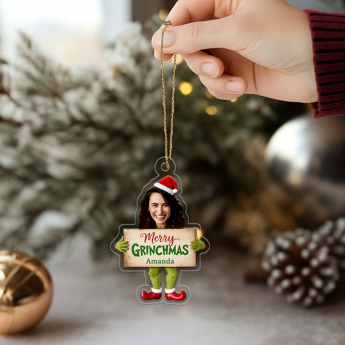 Custom Face Photo Funny Christmas 1 Acrylic Ornament Christmas Gift