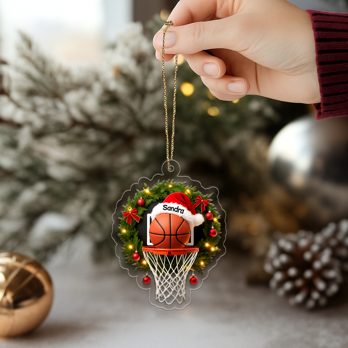 Custom Name Basketball Merry Xmas Acrylic Ornament Christmas Gift