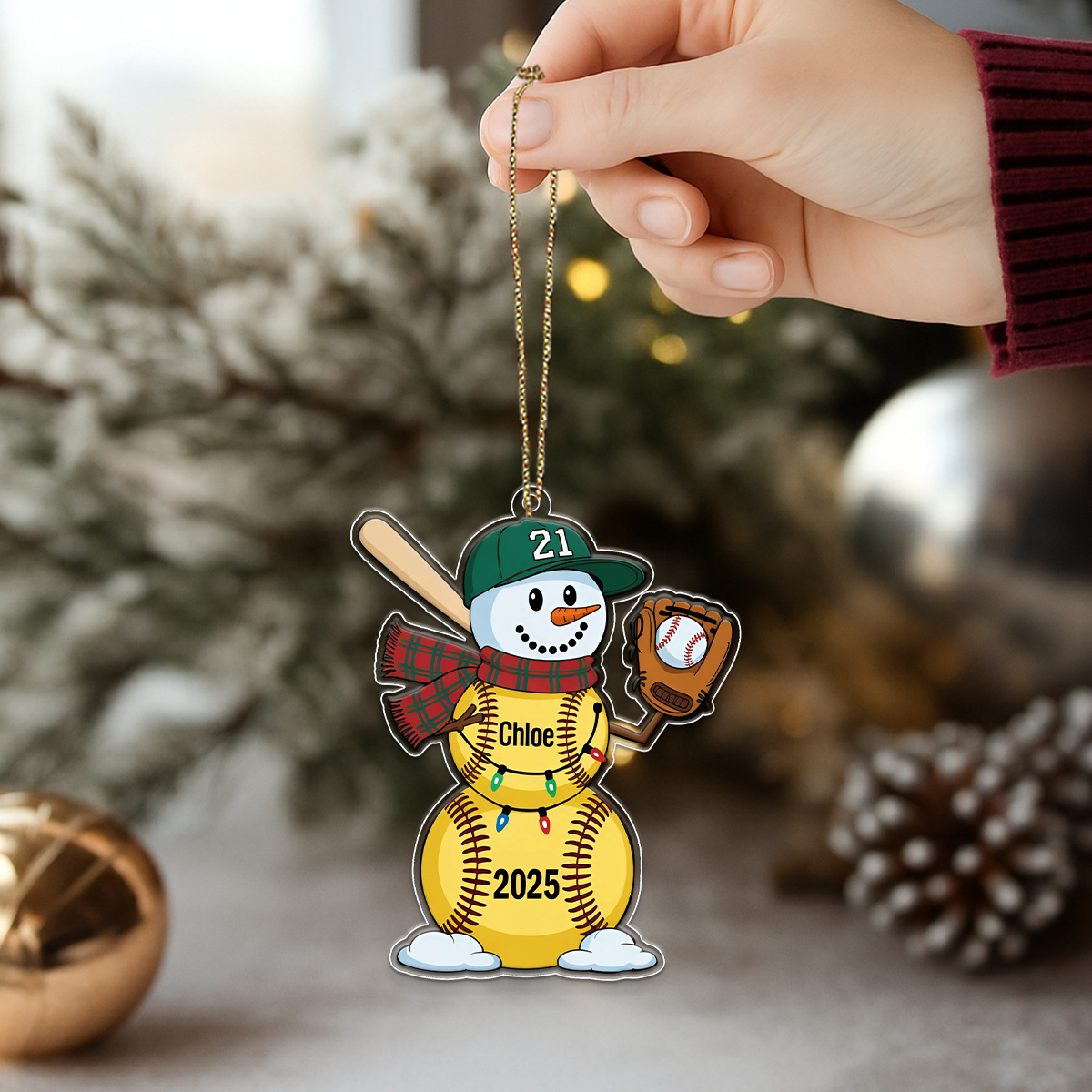 Personalized Softball Ornament Custom Softball Acrylic Ornament Christmas Gift