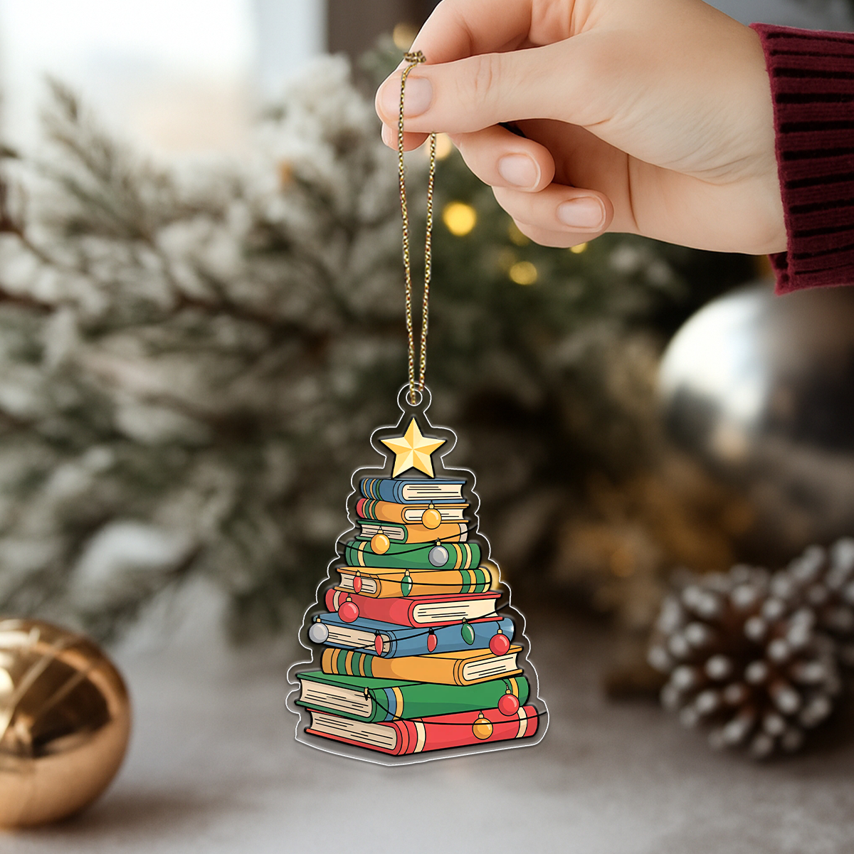 Christmas Book Tree Ornament 2 Acrylic Ornament Christmas Gift
