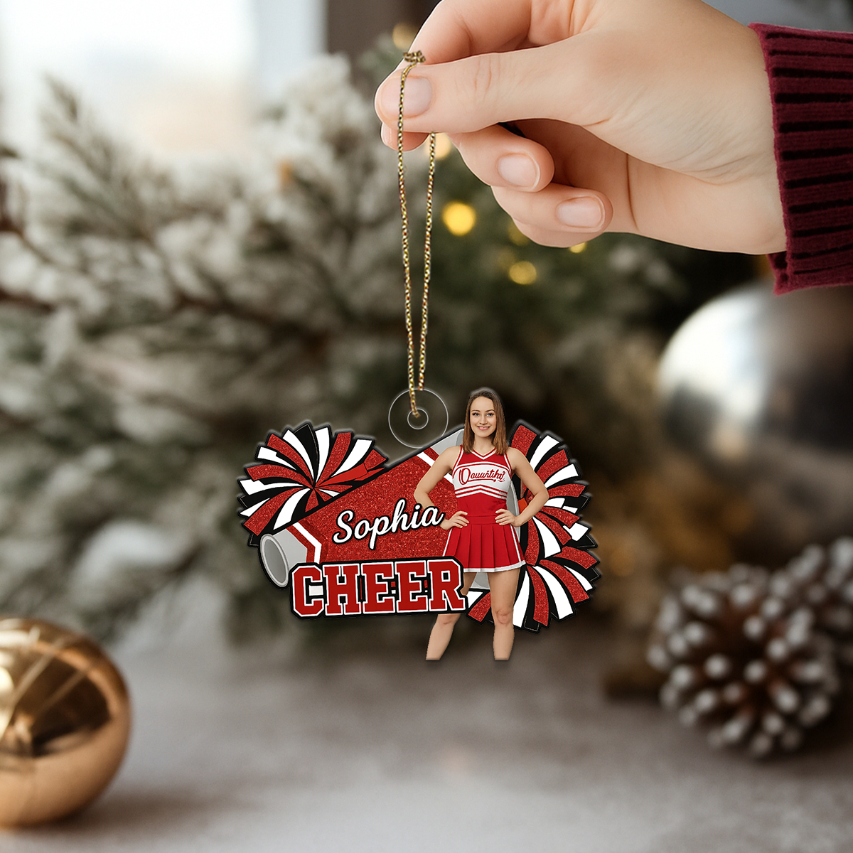 Custom Photo Cheer Girl Xmas Acrylic Ornament Christmas Gift