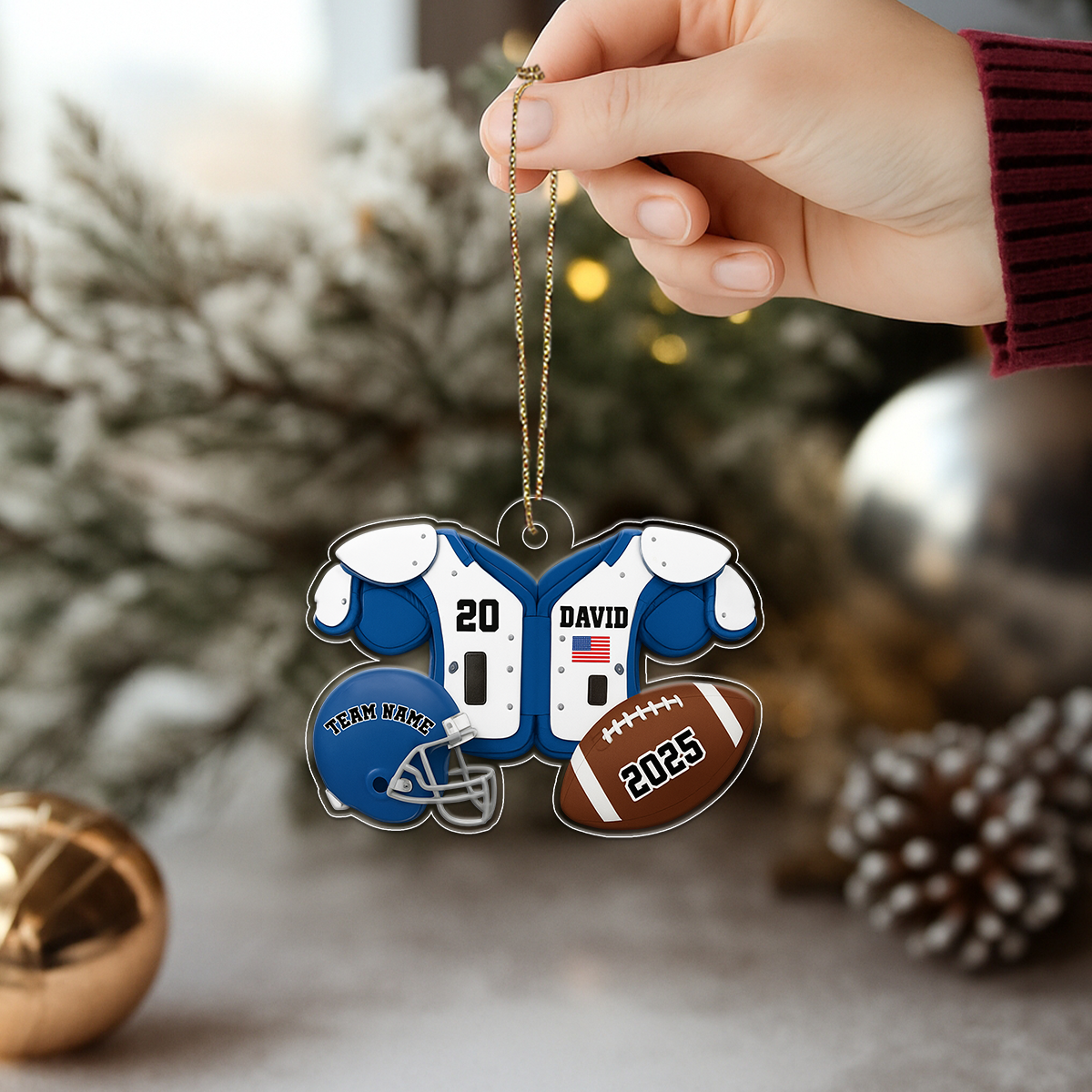 Custom Name Football Uniform 2025 Acrylic Ornament Christmas Gift