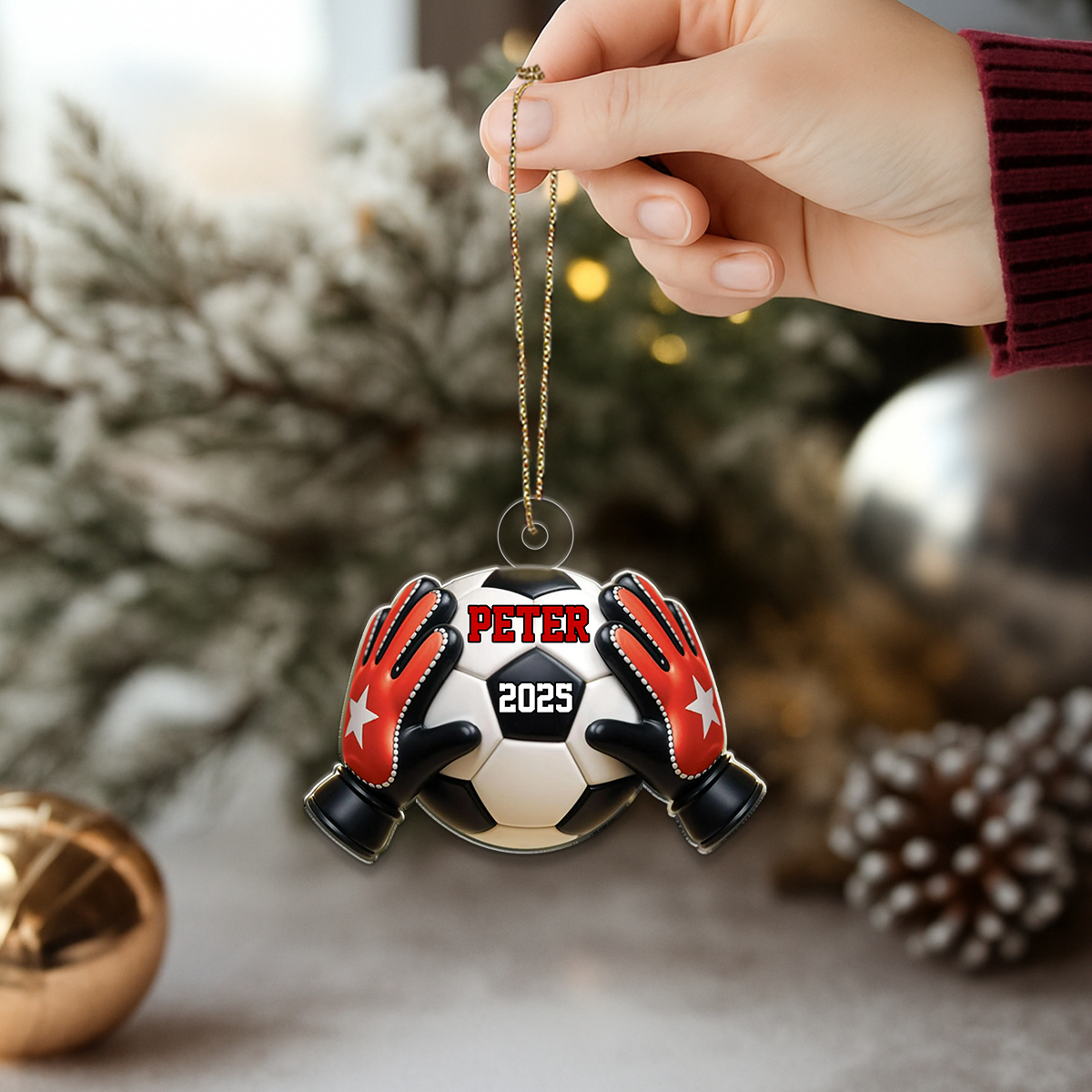 Custom Name Goalkeeper Soccer Acrylic Ornament Christmas Gift