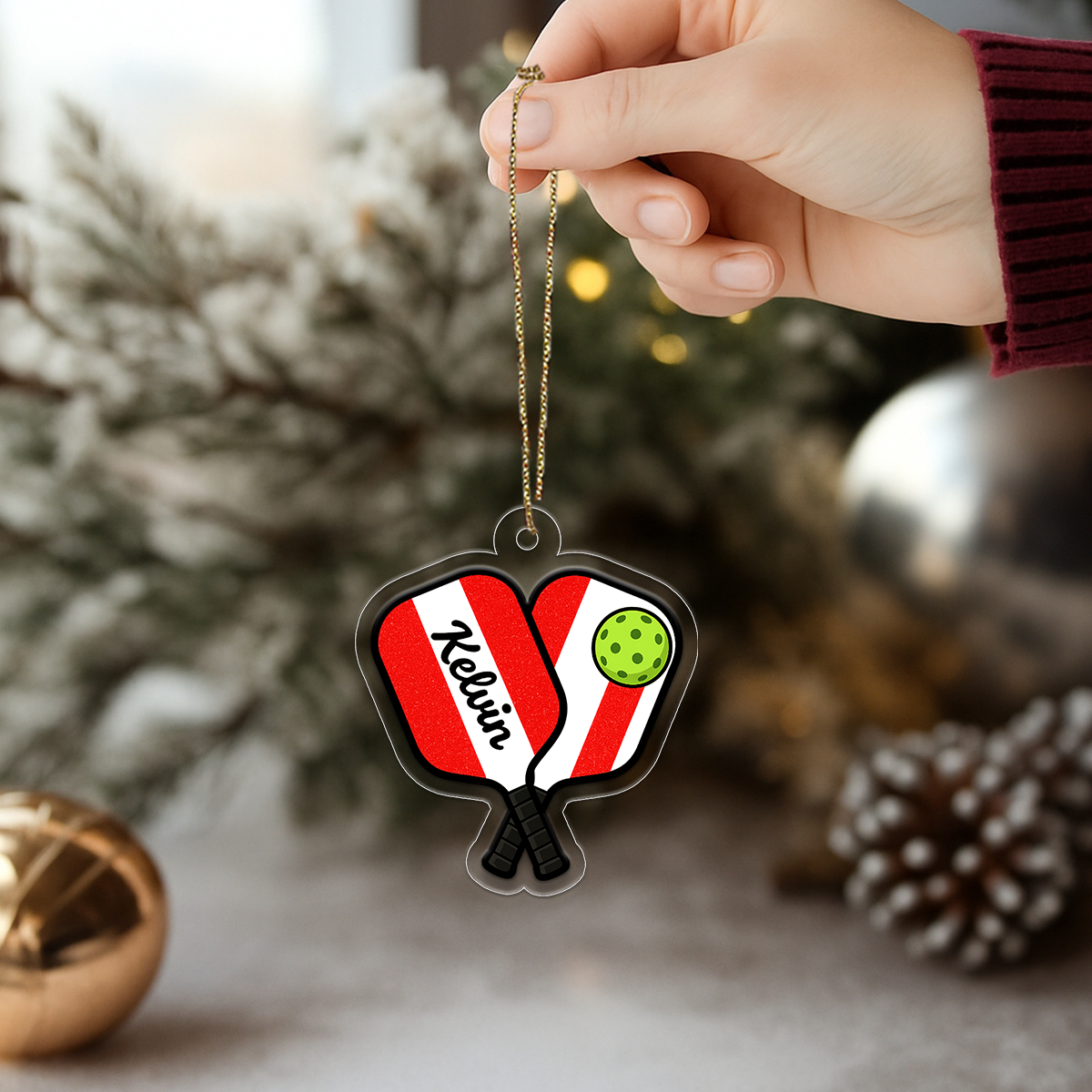 Custom Name Xmas Pickleball Acrylic Ornament Christmas Gift